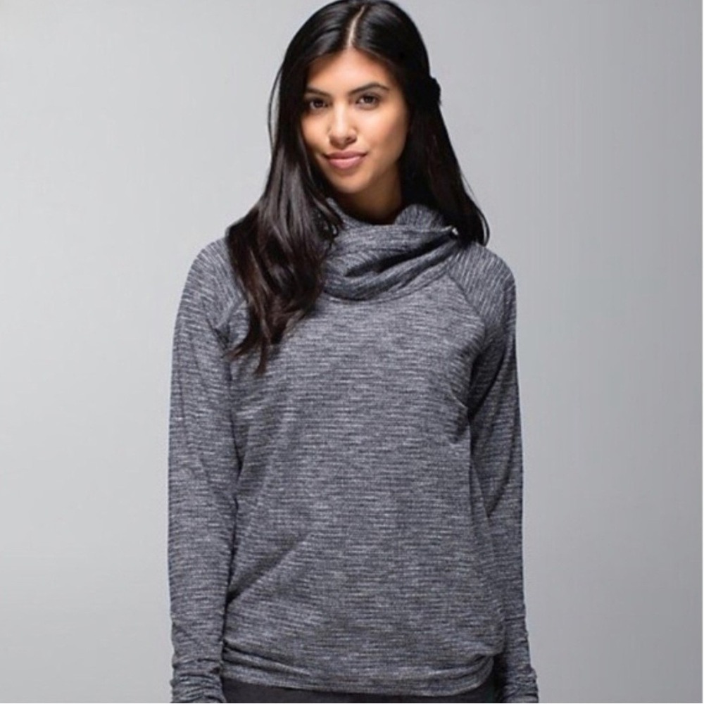 Lululemon Healthy Heart Pullover Heathered Grey Cowl Neck Long Sleeve Top 6